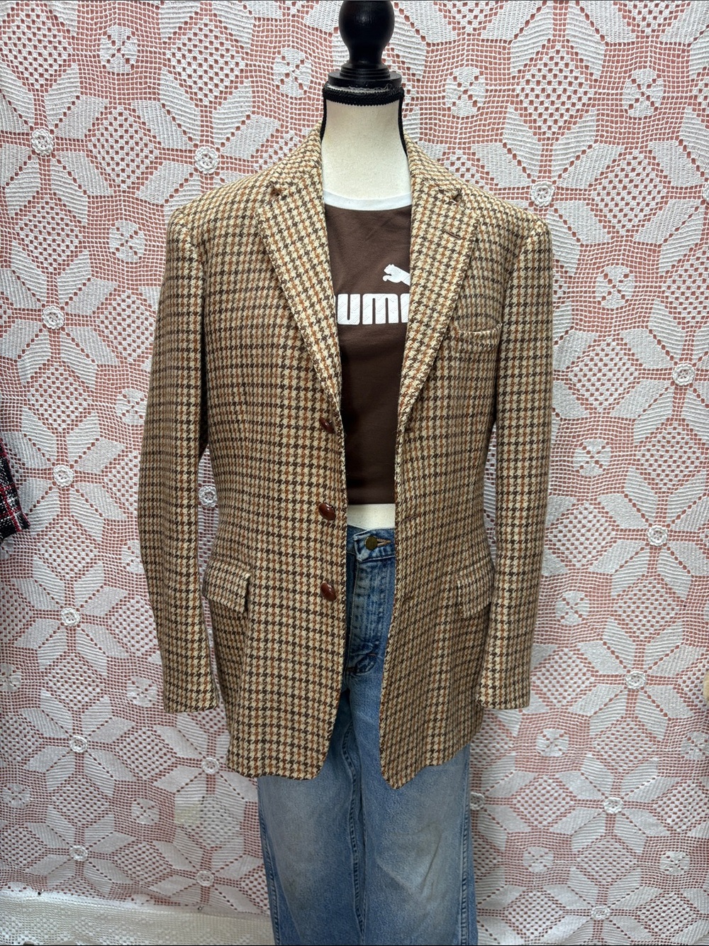 Vintage Harry Hall Wool Houndstooth Riding Blazer